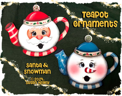 Teapot Ornaments - Santa/Snowman ePacket